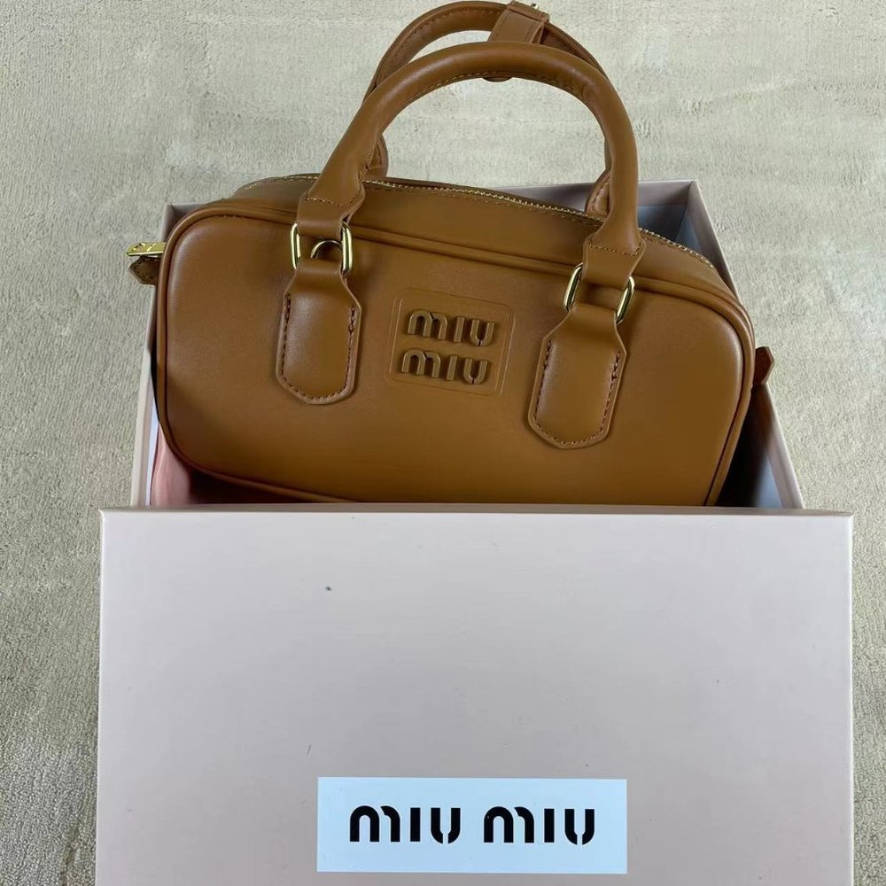 Miu Miu Arcadie Leather Bag Brown